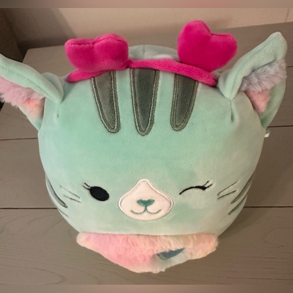 Squishmallow CORINNA the Teal Cat Valentine Hearts Headband 9” Plush Stuffed - Picture 2 of 6